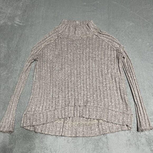 Free People Tops - Free People Top Womens XS Beige Ribbed‎ Boxy Fit Distressed Lightweight Boho